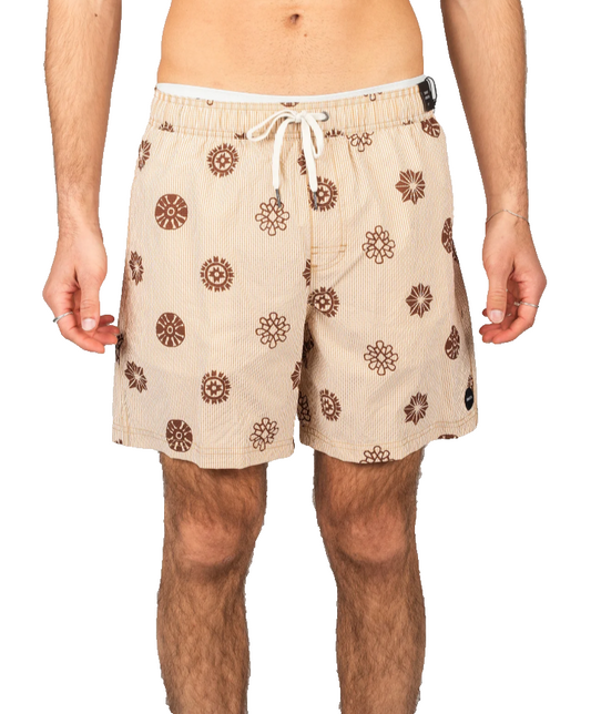 $60 RVCA Men's Endless Elastic Swim Shorts 6” - Brown - Large - New With Tags