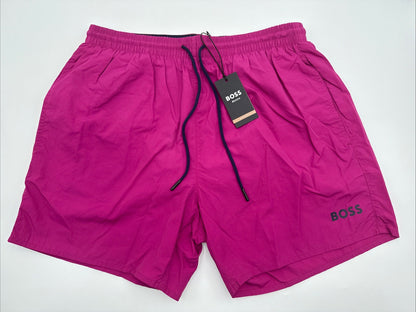 $58 Hugo Men’s- Boss/Hugo Men's Lee Drawstring Swim Trunks- Fuchsia -Medium -New