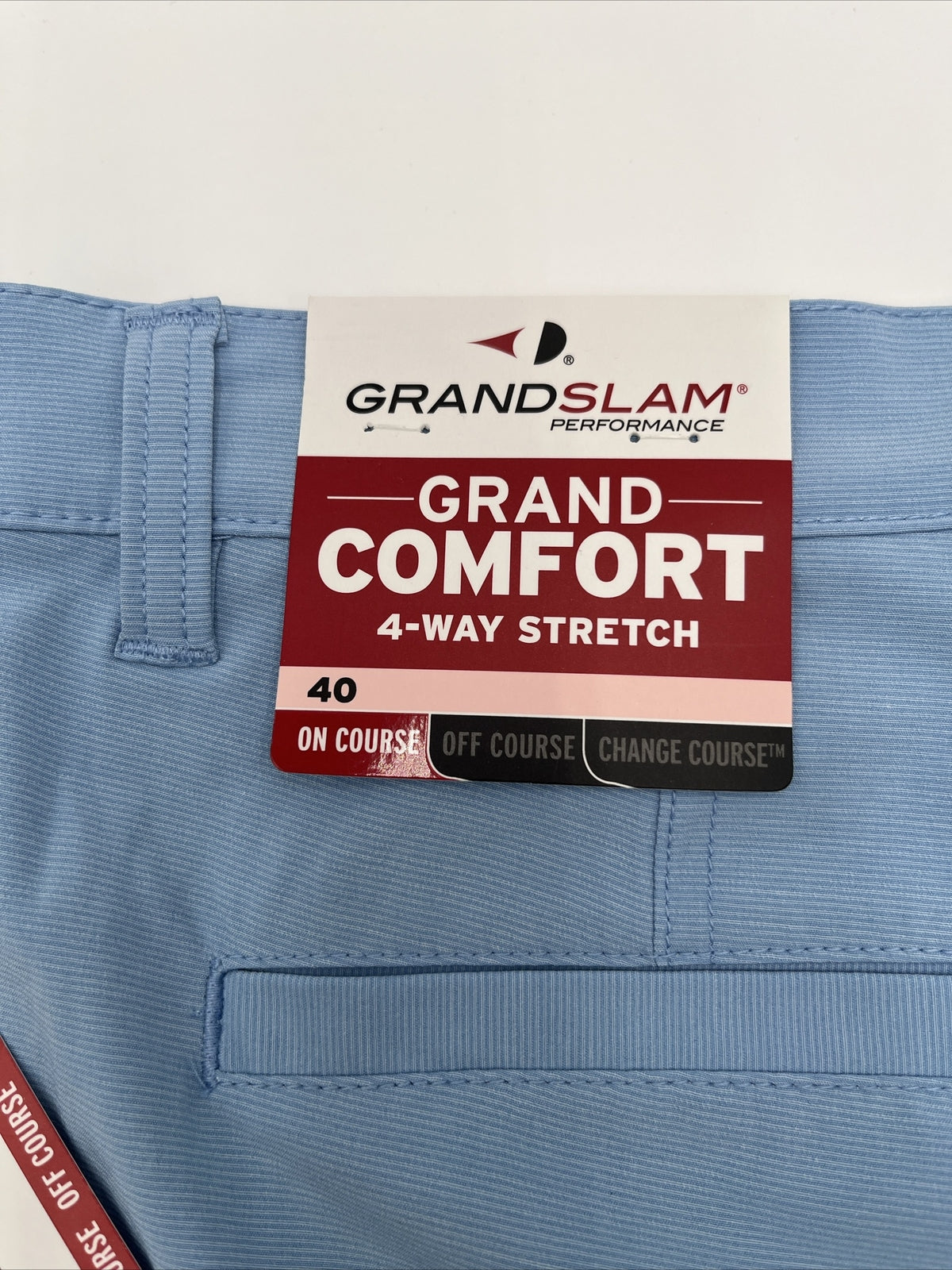 Grand Slam Performance Stretch Golf Shorts Mens -Chambray Blue- 40W- New $65