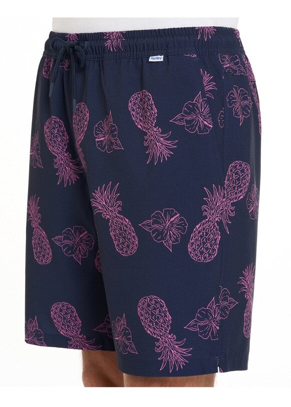 $40 Hurley Men's Salem Performance Pineapple Woven Shorts-Navy-Small-NEW