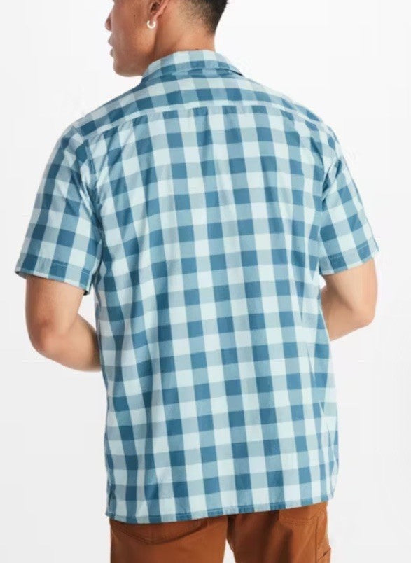 Marmot Men's Muir Camp Novelty Short Sleeve Shirt- CloudBlue/DustyTeal- Small