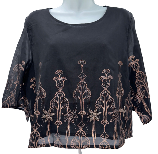 $44 World Market Women's Top - Black/Rose Gold - Small/Medium - New With Tag