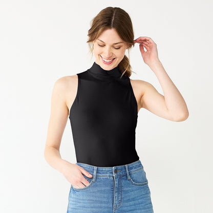 Nine West Women's Sculpt Mockneck Bodysuit - Mineral Black - Medium - New Tag