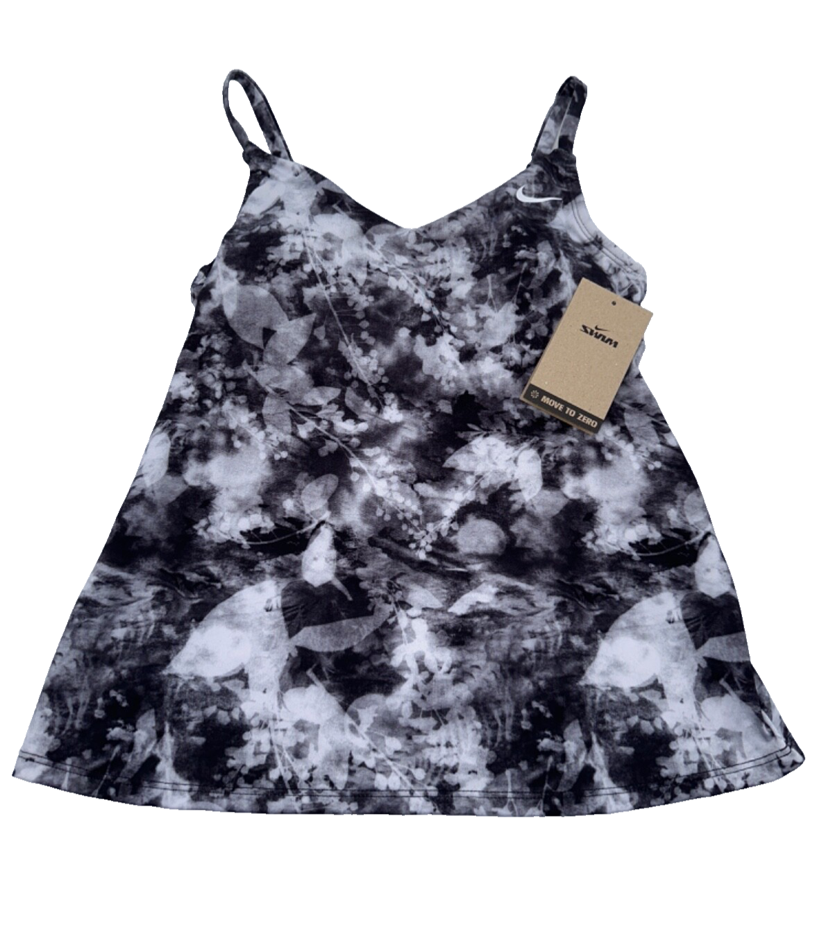 $66 Nike Women's Floral Tie Dye V Neck Tankini Swim Top - Black - Small - New