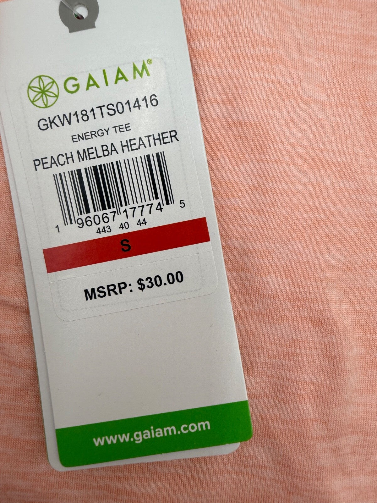 Gaiam Women’s-Energy Yoga Tee Shirt - Peach- Small-New Tag