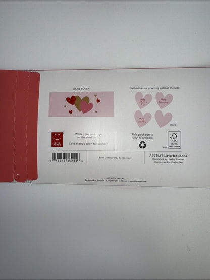 Lot Of 2 X Up With Paper Valentine’s Day Cards Love Balloons with Light, Pop-up