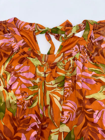 $35 LC Lauren Conrad Women’s Shirred Neck Shell Top-Spice Misty Jungle-Medium