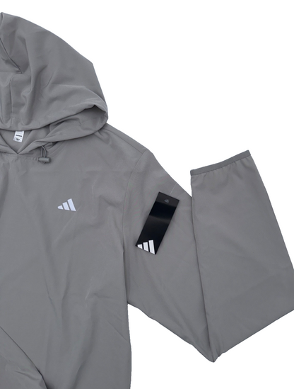 $70 Adidas Men's Woven Pull Over Hoodie - Grey - Medium - New With Tags