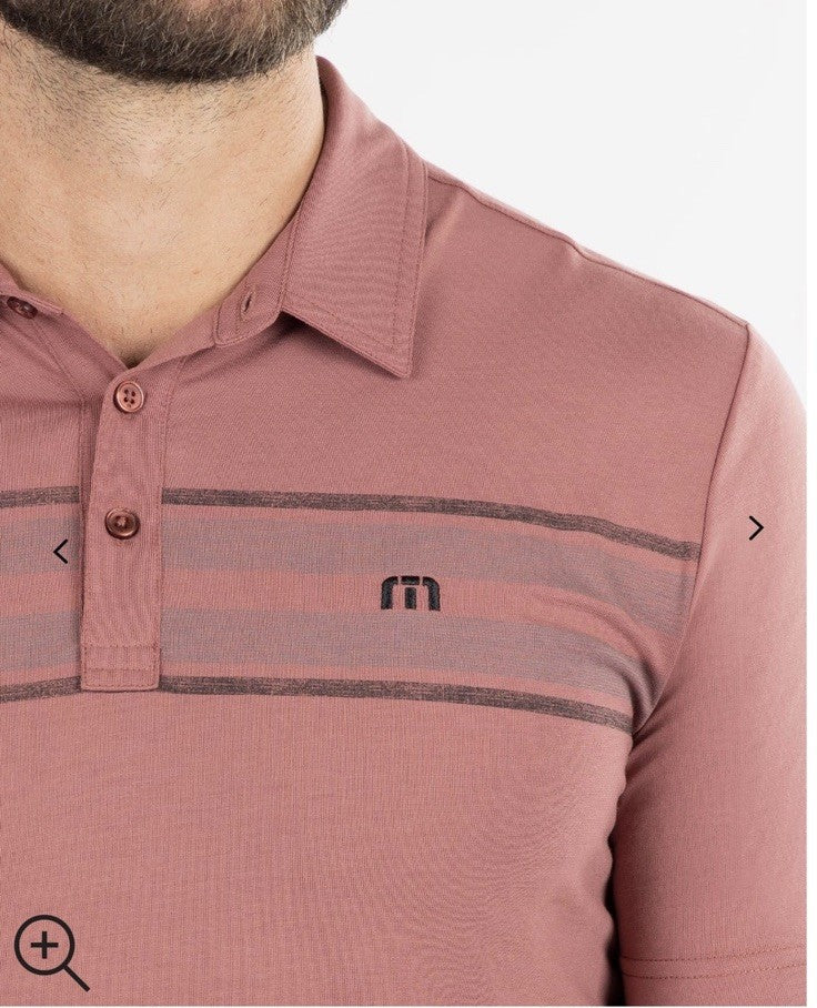 $98 Travis Mathew Men’s Red River Golf Polo Shirt- Roan Rouge-Small - New Tags