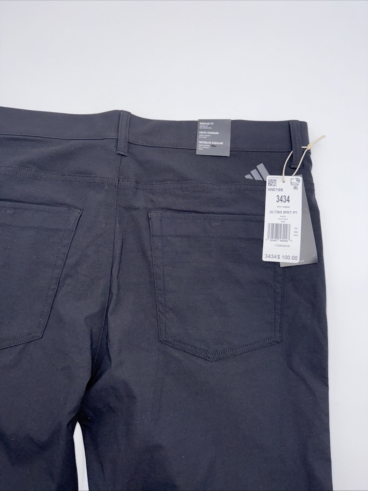 $100 ADIDAS Men's Ultimate 365  5-Pocket Tapered Golf Pants-Black -34W 34L-New