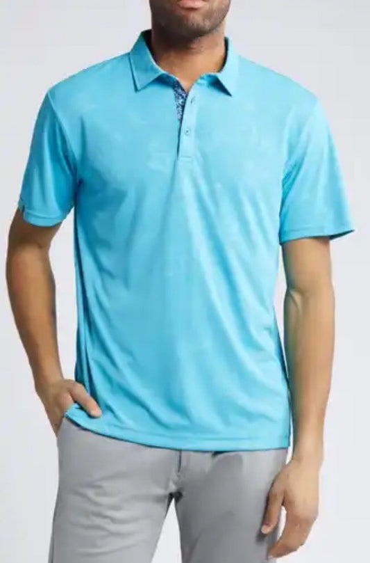 $65 Swannies Men’s Golf Forbes Polo Shirt-Maui Aqua - Small - New With Tags