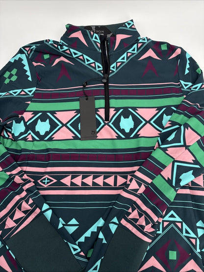 $200 Greyson Golf Pullover Sequoia Ghostwolf Print 1/4 Zip-Multicolor-Medium NWT