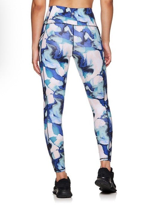 Gaiam Women’s7/8 Nanette Leggings High Rise- Blue Multi- Large - New Tag $55