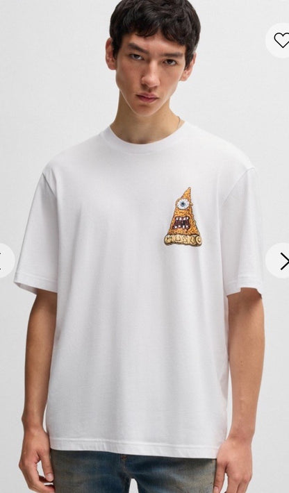 $58 BOSS By Hugo Boss Men’s Pizza Graphic Print T- Shirt-White - Medium-NWT