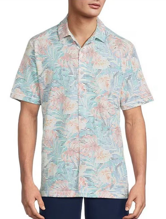 $128 2025-TOMMY BAHAMA Men’s COSTA WAVE POSITANO PALMS CAMP- Lychee-Medium- New