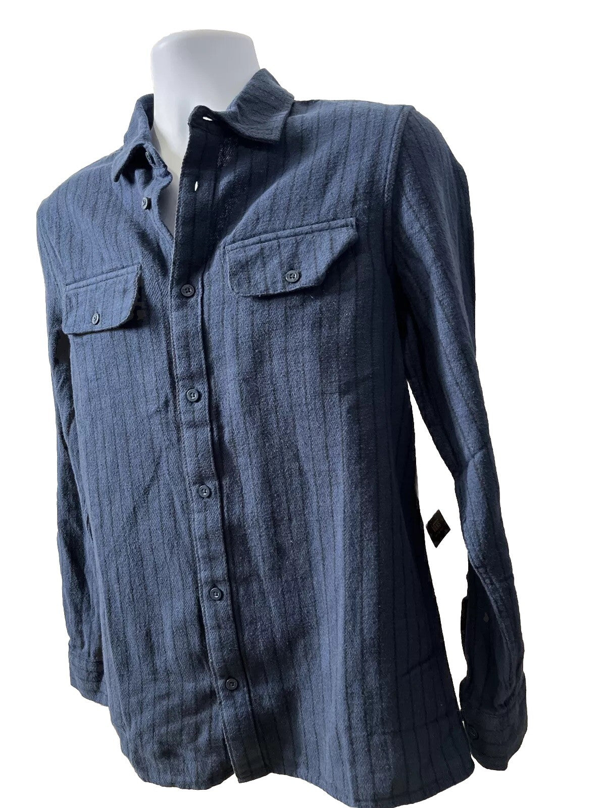 Vans Men's Station Striped Shirt Button Front -Dress Blue- Small- New Tag $50