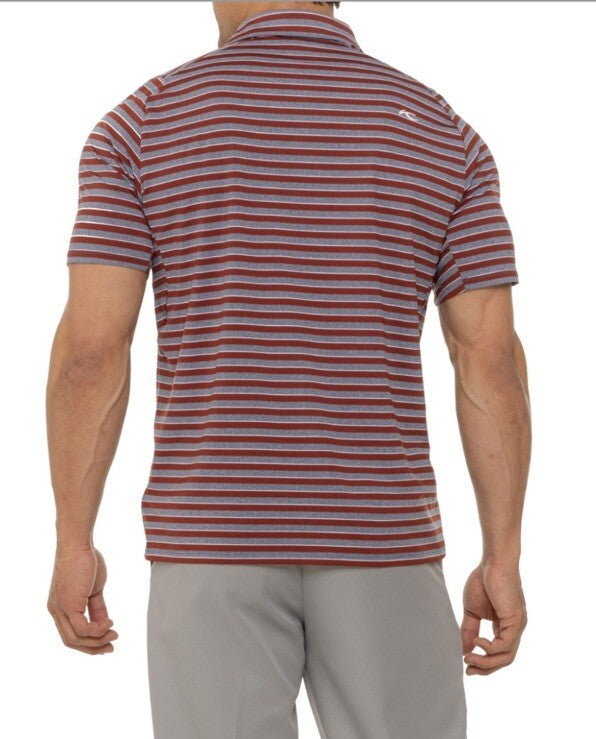 $99 Kjus Men’s Soren Golf Polo Striped Performance Shirt- Cedar -Size: 50/Medium