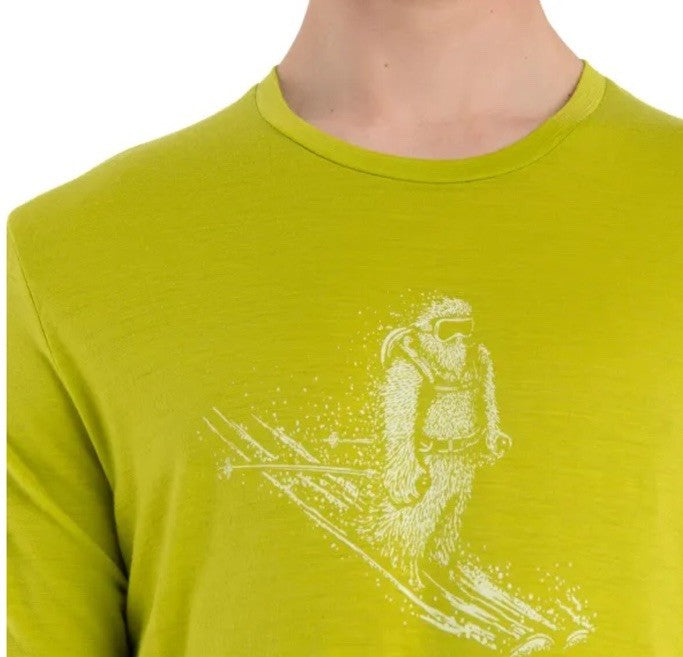 Icebreaker Men’s Tech Lite Short Sleeve Skiing Yeti T-Shirt - Bio Lime- Small
