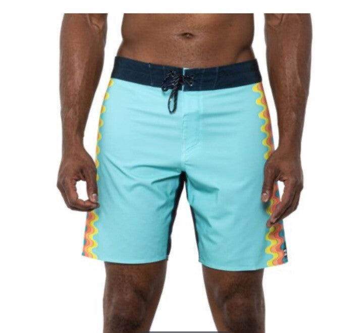 $60 Billabong D Bah Placement 19" Board Shorts - #43860-Multi Teal-Size: 30W-New