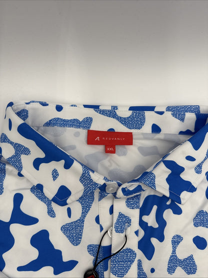 $110 Redvanly Men’s Camo Barres Golf Performance Stretch Polo Shirt-Blue-2XLarge