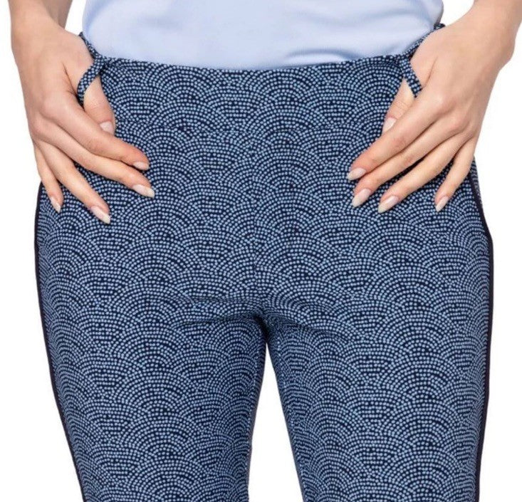 $164 Golftini Ankle Pant Side Stripes Golf Pants- Blue Swirl -Medium-New Tags