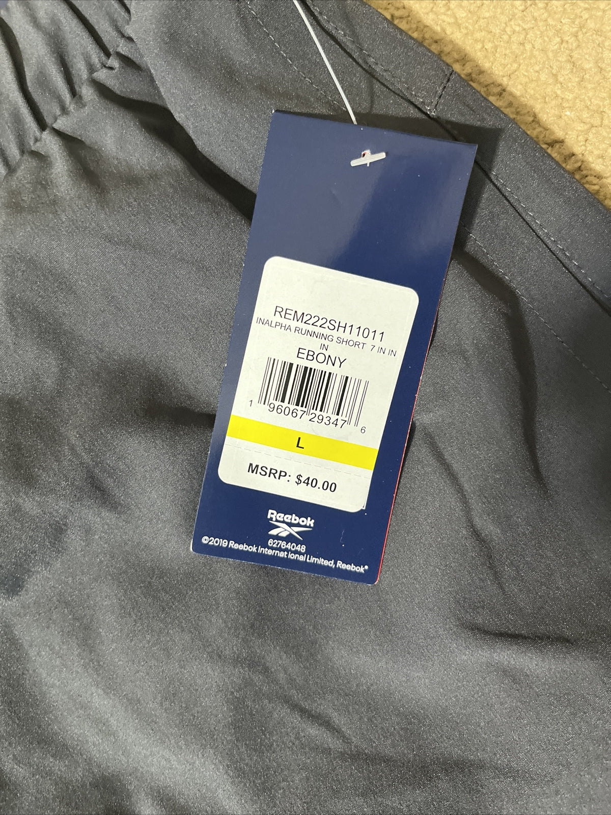 Reebok Men's Alpha Lightweight  Training Athletic Shorts- Ebony Gray- Large-New