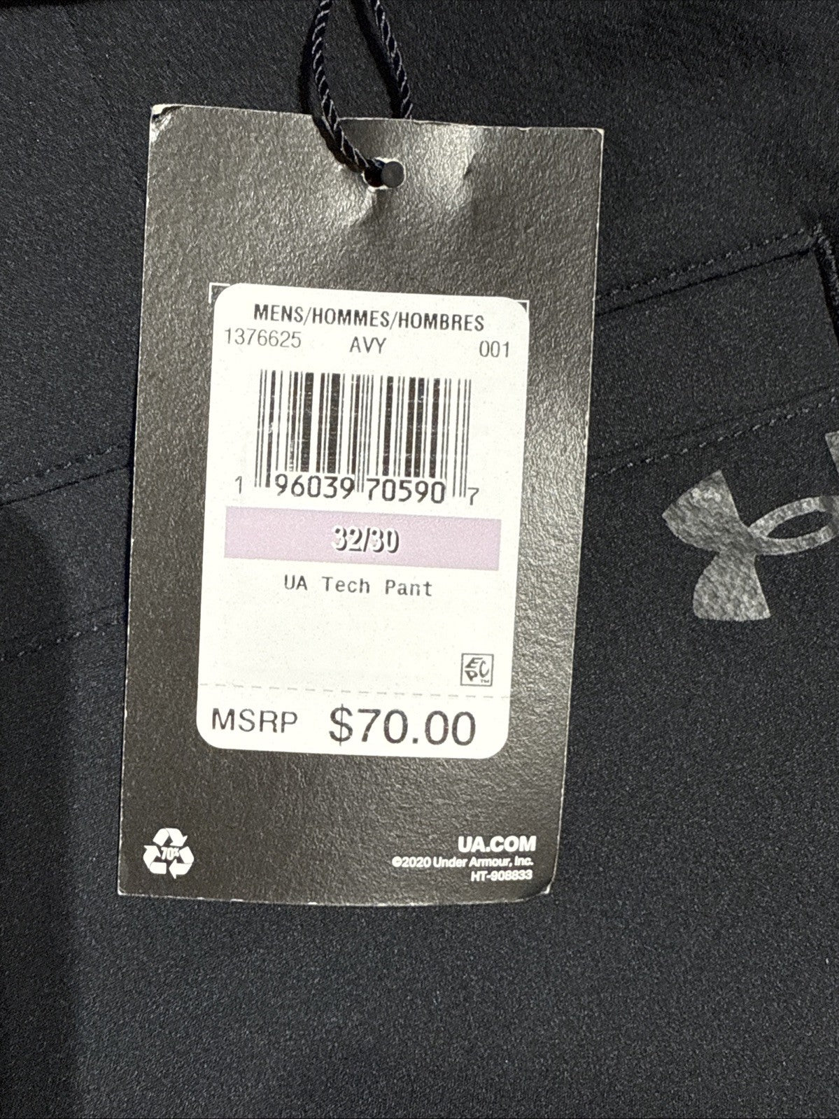 $70 Under Armor Men’s Wicking Golf Flat Tech Pants -Black - Size: 32W 30L - New