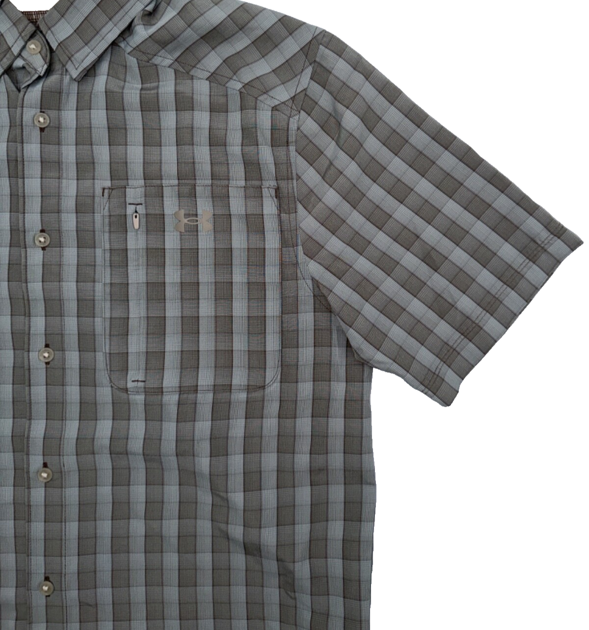 $55 Under Armour Men’s Drift Tide 2.0 Plaid Button Up Shirt-Grove Green -Medium