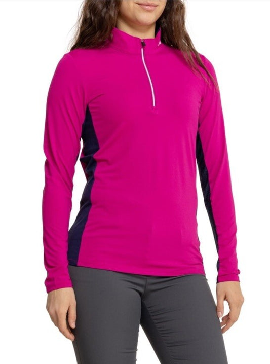 $160 KJUS Women’s Sunshine Comfort 1/4 Zip Golf Pullover UPF-Fuchsia -Small-New