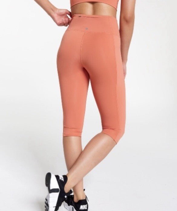 $70 CALIA  Women’s PowerMove High Rise Knee Crop Tights -Apricot Aura-Large-NWT