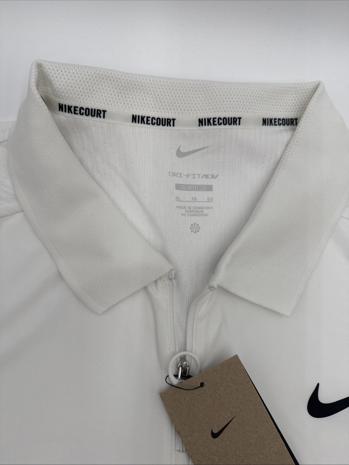 $105 Nike Men’s Dri-FIT Court Slam Tennis Polo Shirt 1/4 Zip- White-XLarge- NEW