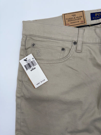 $115 Polo Ralph Lauren Men’s Varick Slim Straight Pants - 34W x 30L -Kahki -New