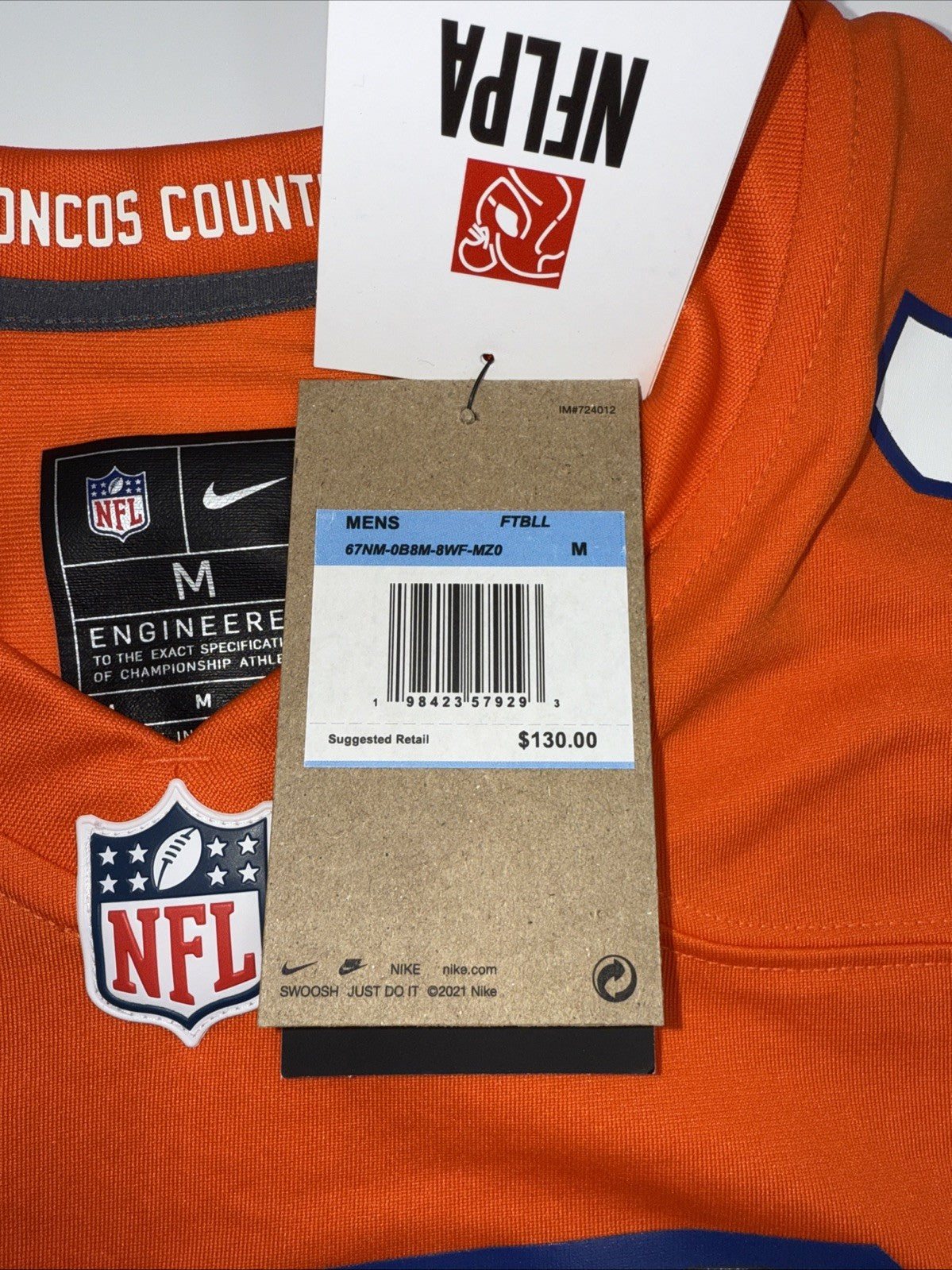 Nike men’s Bo Nix Denver Broncos Mile High 1977 Throwback Jersey-Orange-Medium
