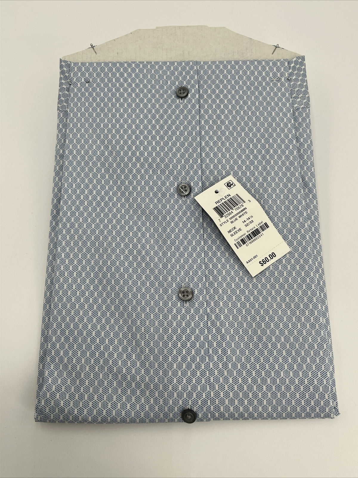 Alfani Men’s Regular Fit Cotton Button Up Long Sleeve Shirt-Blue/White-14-14.5-S