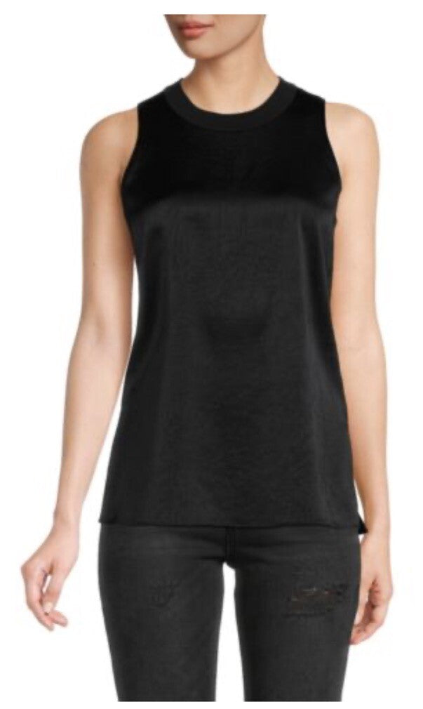 $275 Vince Women’s Sleeveless Satin Blend Top VX943612636- Black- Medium-New Tag