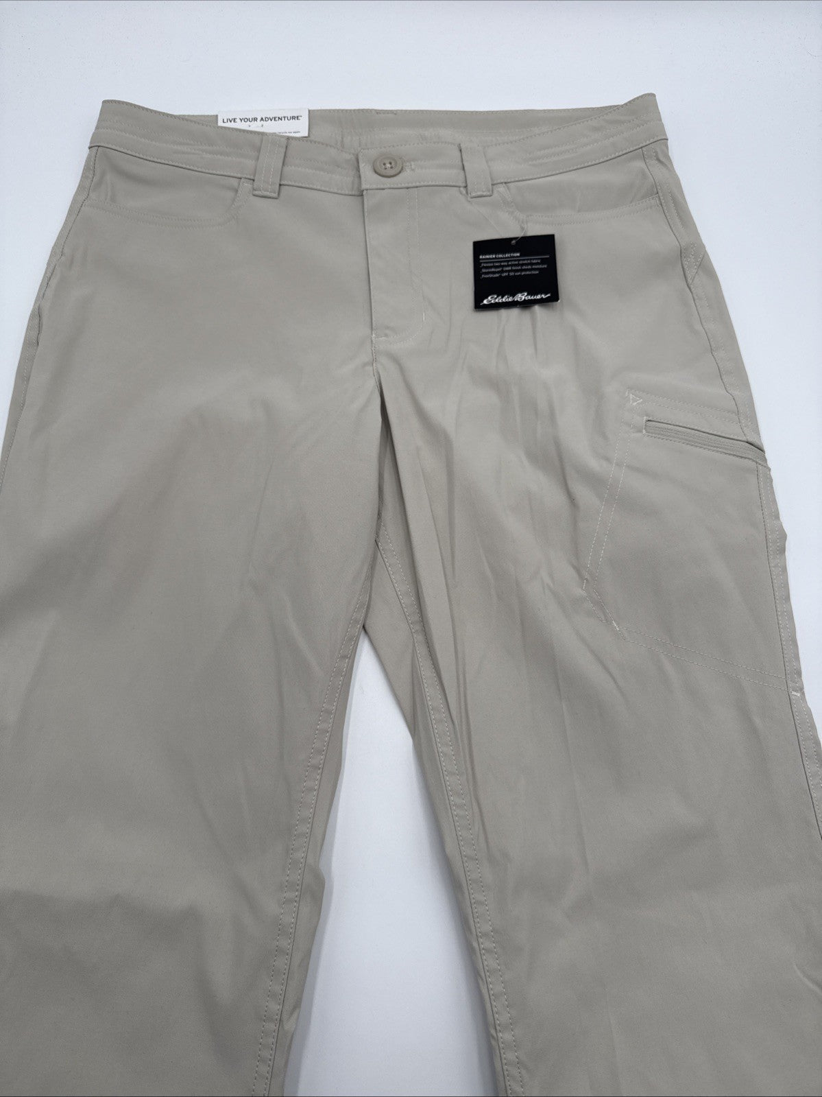 $70 Eddie Bauer Women's Rainier Stretch Hiking Pants-Pumice Beige -Size: 8 New