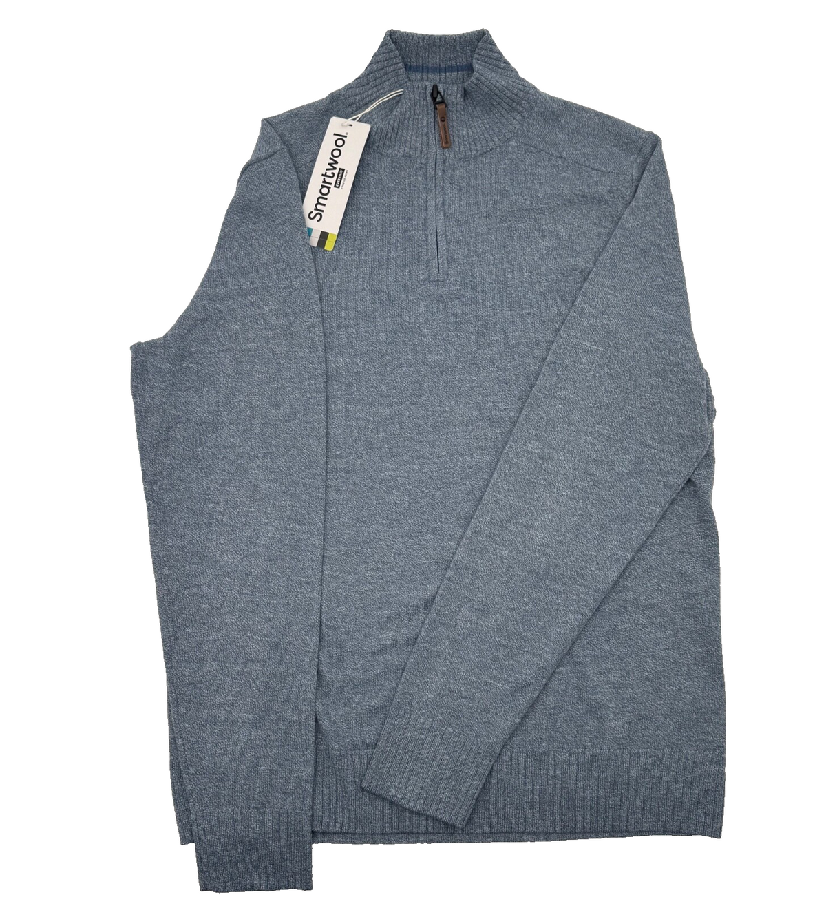 $100 Smartwool Men's Sparwood Zip-Neck Sweater-Blue Horizon- Small-New Tag