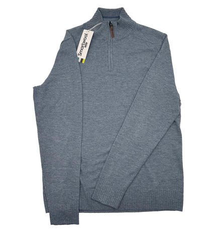 $100 Smartwool Men's Sparwood Zip-Neck Sweater-Blue Horizon- Small-New Tag
