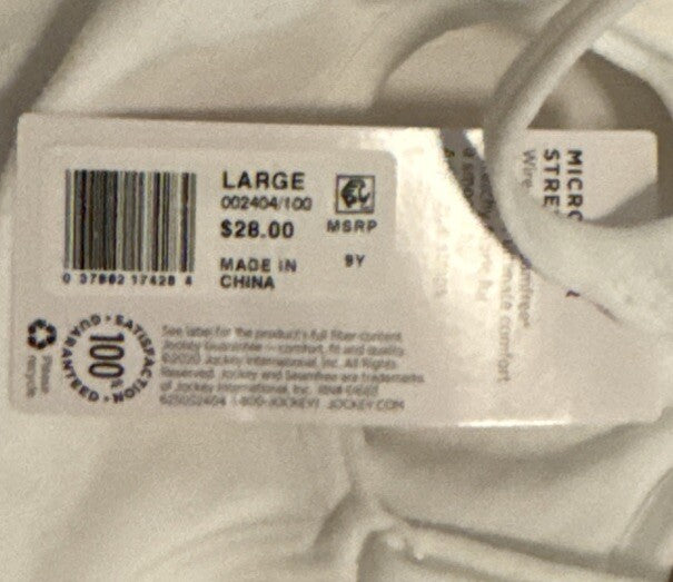 Jockey Modern Women’s MicroStretch Seamfree Cami Strap Bralette 2404 White-Large