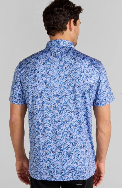 $110 Redvanly Men’s Fourcy Golf Performance Polo Shirt-Blue Lavender -Small-New