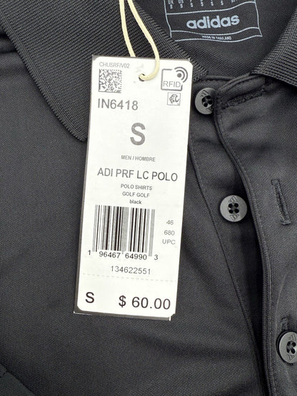$60 Adidas Men’s-Golf Polo Shirt -Black-Small-New Tags