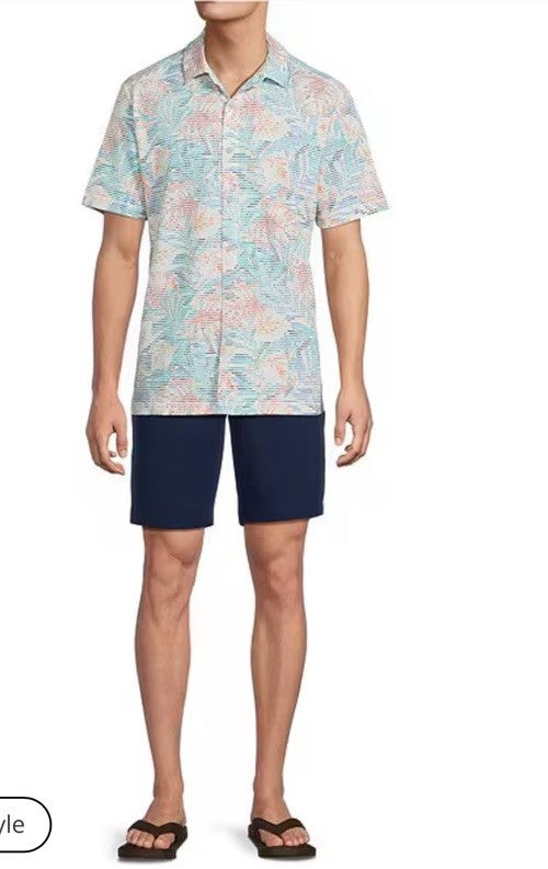 $128 2025-TOMMY BAHAMA Men’s COSTA WAVE POSITANO PALMS CAMP- Lychee-Medium- New