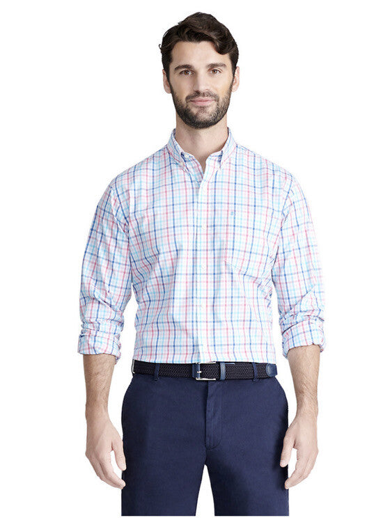 IZOD Men’s Plaid SHIRT Long Sleeve Plaid Button Down Classic-Bachelor-Medium-NEW