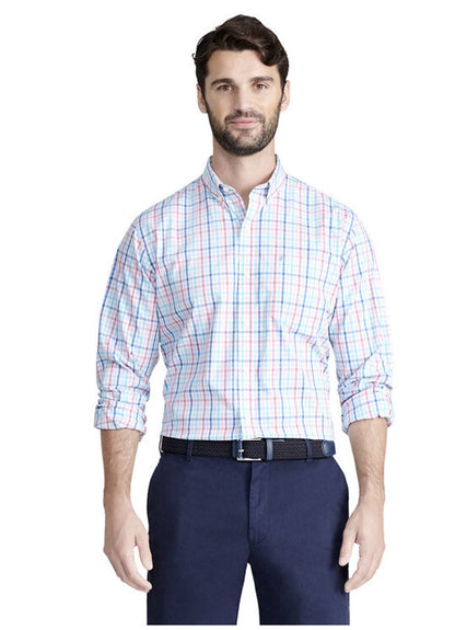 IZOD Men’s Plaid SHIRT Long Sleeve Plaid Button Down Classic-Bachelor-Medium-NEW