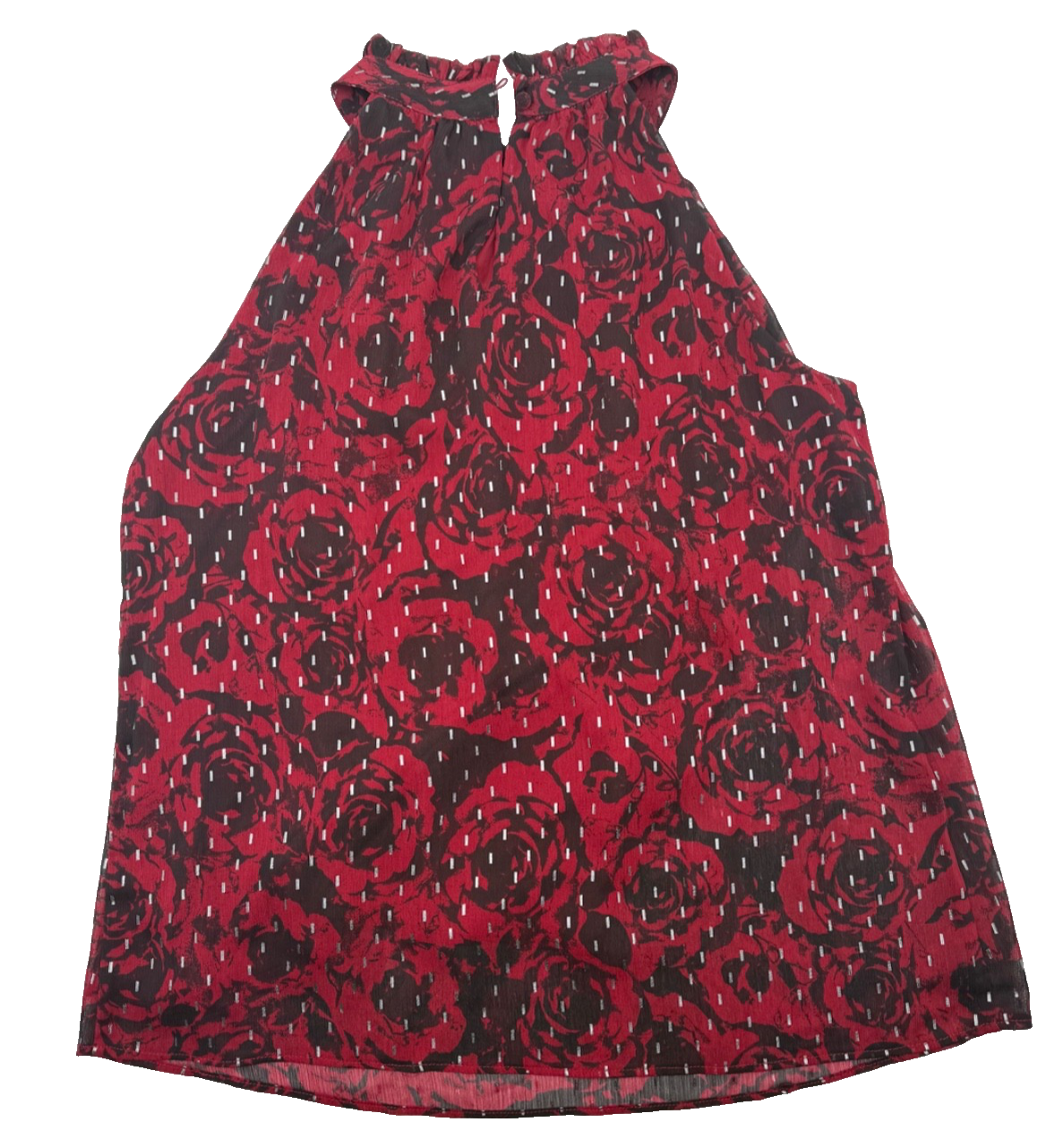 $48 Simply Vera Wang Women’s-Ruffle Trim Halter Top- Red Floral- Small-New Tag