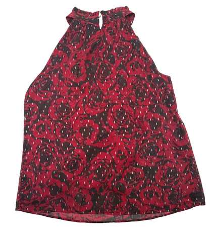 $48 Simply Vera Wang Women’s-Ruffle Trim Halter Top- Red Floral- Small-New Tag