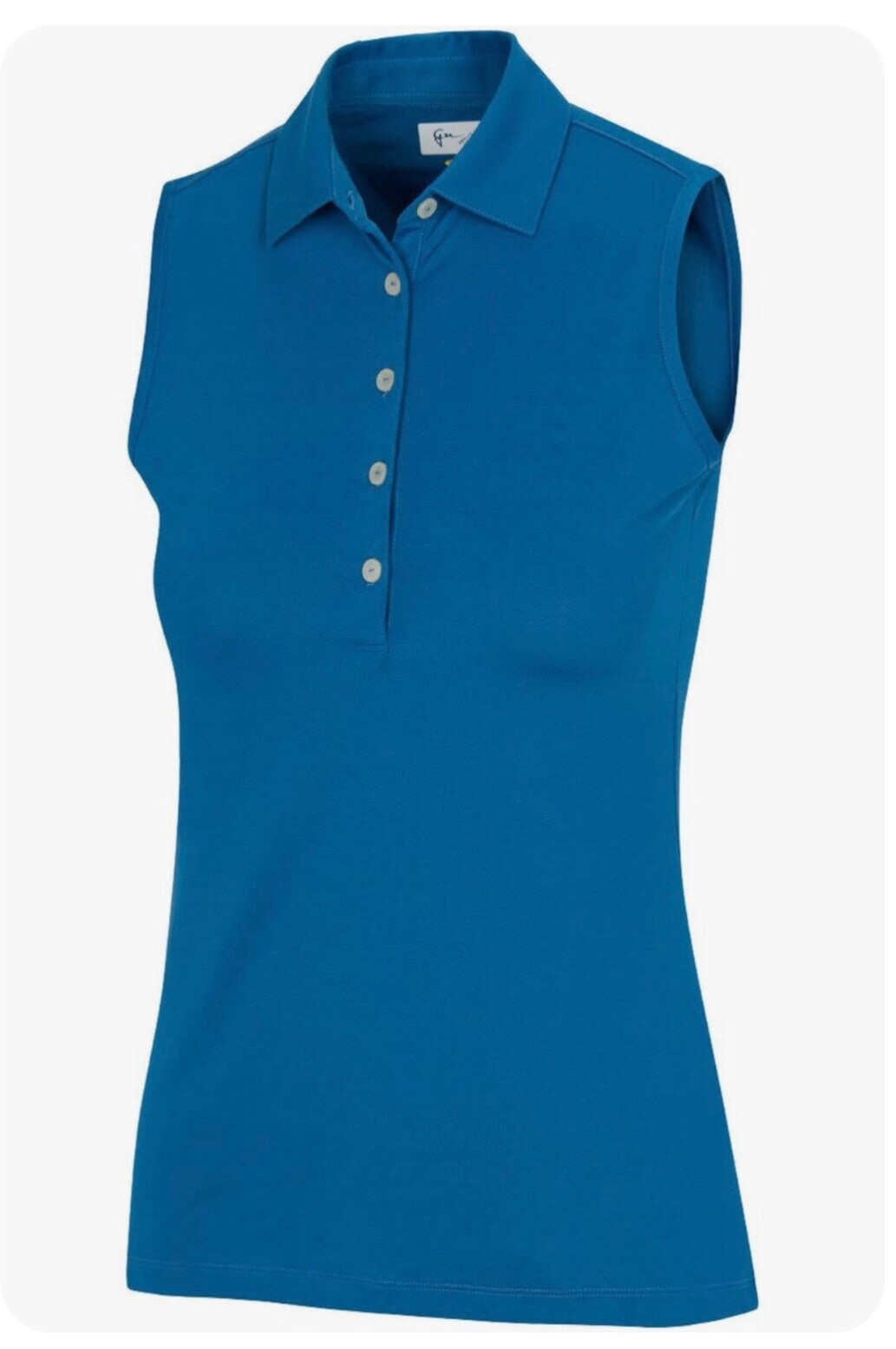 Greg Norman Women’s Freedom Sleeveless Micro Pique Polo-Cornflower Blue-Medium