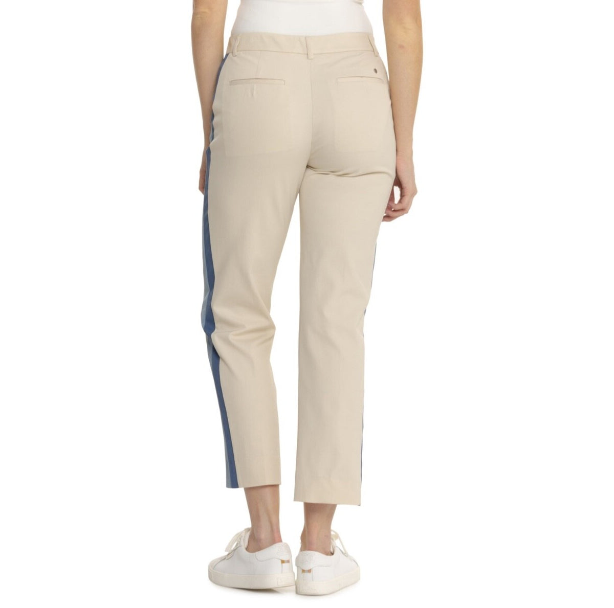 $140 G/FORE Women’s-Stretch Tech Side Stripe Twill Golf Trouser-Tan/Blue-Size 4