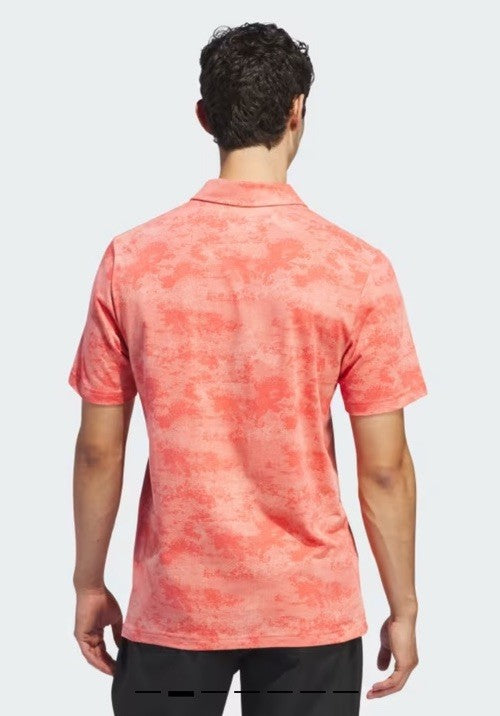 $65 Adidas Men's Flower Mesh Golf Polo Shirt -Coral Fusion Orange- Medium-New