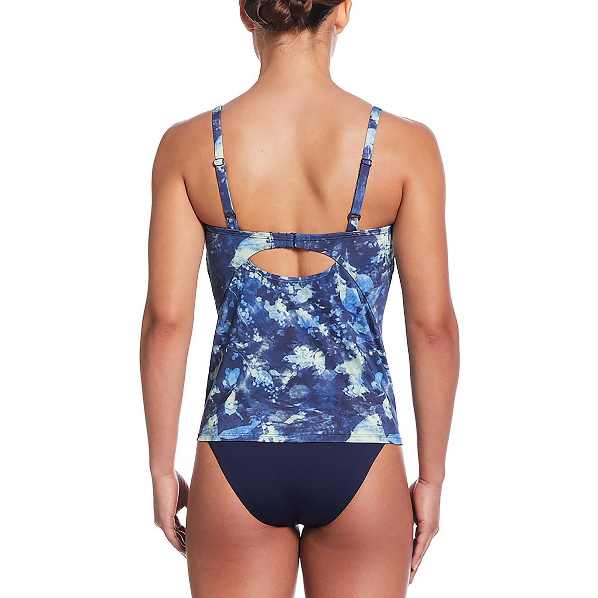 $66 Nike Women’s Floral Tie Dye V Neck Tankini Swim Top - Navy - Small - New